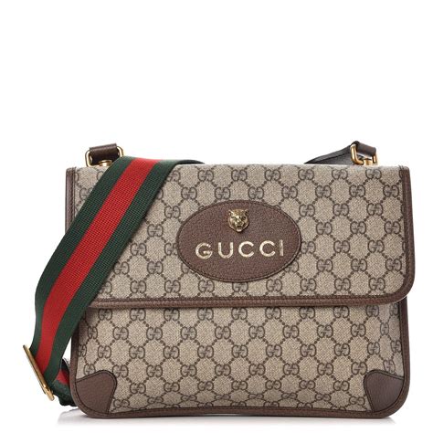 gucci messenger gg supreme monogram web green red black|Messenger bag with interlocking g.